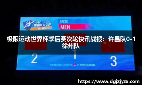 极限运动世界杯季后赛次轮快讯战报：许昌队0-1徐州队
