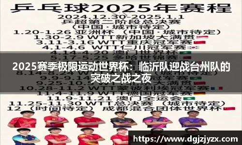 2025赛季极限运动世界杯：临沂队迎战台州队的突破之战之夜